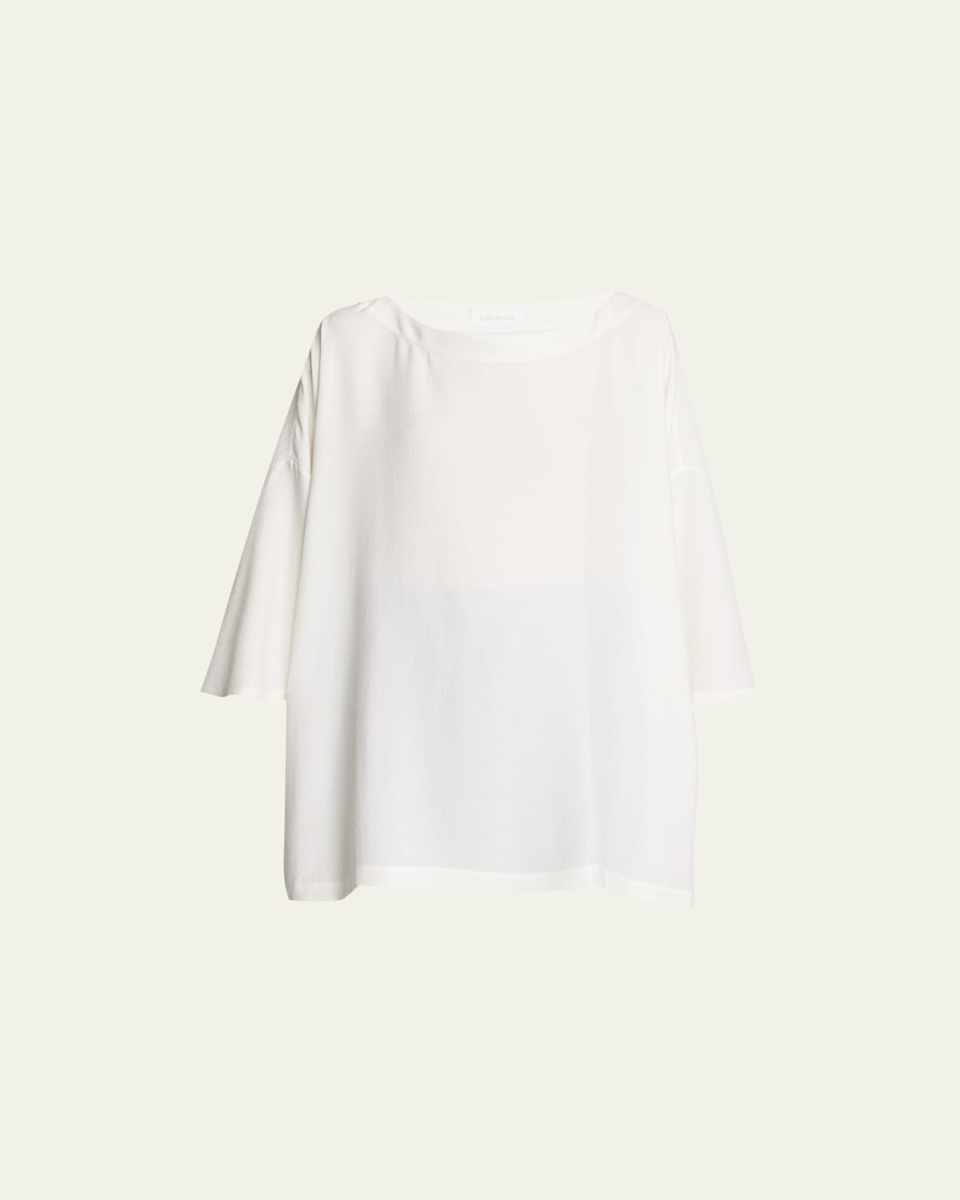 3/4 Sleeve Bateau Neck Tunic Top (Long)